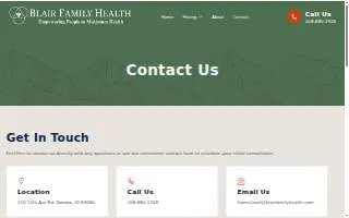Blair Family Health website