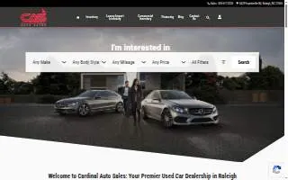 Cardinal Auto Sales Inc of Raleigh website