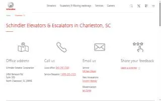 Schindler Elevators & Escalators in Charleston website