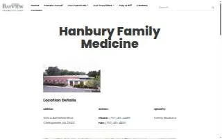 Hanbury Family Medicine website