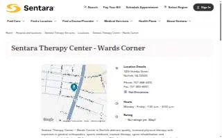 Sentara Therapy Center - Wards Corner website