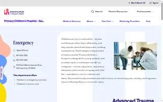 Primary Children's Hospital - Emergency Services website