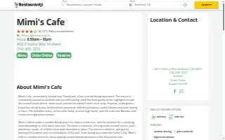Mimi's Cafe of Anaheim website