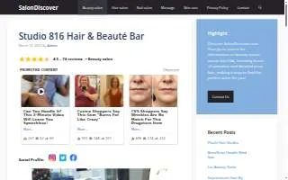 Studio 816 Hair & Beauté Bar website