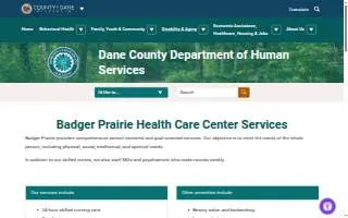 Badger Prairie Health Care Center website