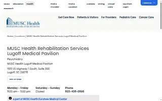 MUSC Health Rehabilitation Services Lugoff Medical Pavilion website