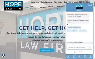 Hope Law Firm of Des Moines website