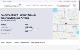 CommonSpirit Primary Care & Sports Medicine Arvada website