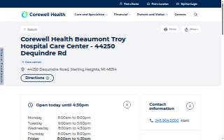 Corewell Health Beaumont Troy Hospital Care Center - 44250 Dequindre Rd