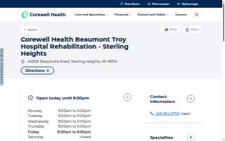 Corewell Health Beaumont Troy Hospital Rehabilitation - Sterling Heights