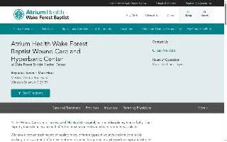Atrium Health Wake Forest Baptist Wound Care and Hyperbaric Center website