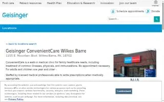 Geisinger ConvenientCare Wilkes Barre website