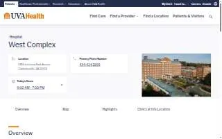 UVA Health West Complex website