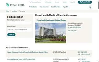 PeaceHealth Southwest Physicians Pavilion website