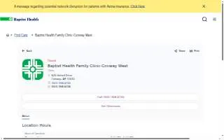 Baptist Health Family Clinic-Conway West website