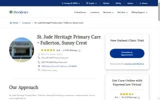 St. Jude Heritage Primary Care - Fullerton, Sunny Crest website
