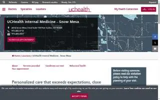 UCHealth Internal Medicine - Snow Mesa website