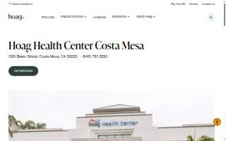 Hoag Health Center - Costa Mesa website