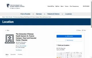 The University of Kansas Health System St. Francis Campus- Heart and Vascular Center website