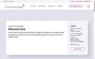 CommonSpirit Longmont Wound Care & Hyperbaric Center website