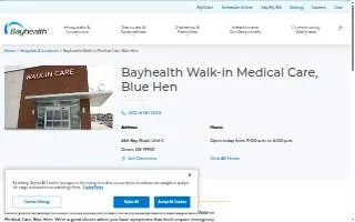 Bayhealth Walk-in Medical Care, Blue Hen website