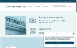Community Clinic Primary & Specialty Care - Fayetteville, AR - MLK Blvd website