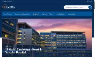 UF Health Cardiology - Heart & Vascular Hospital of Gainesville website