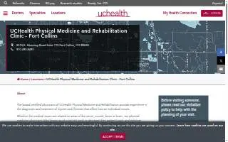 UCHealth Physical Medicine and Rehabilitation Clinic - Fort Collins website