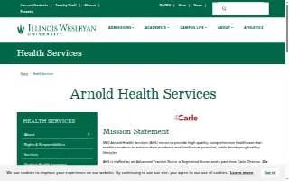 Illinois Wesleyan Arnold Health and Counseling Services website