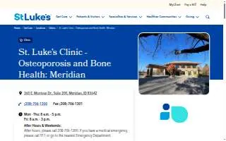 St. Luke's Clinic - Osteoporosis and Bone Health: Meridian website