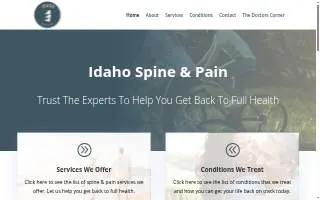 Idaho Spine and Pain website