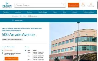 Beacon Medical Group Cardiovascular Specialists RiverPointe website