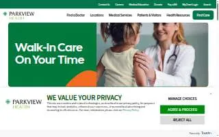 Parkview Walk-in Clinic of Fort Wayne website