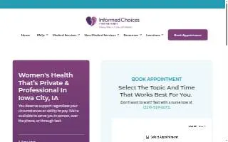 Informed Choices Medical Clinic - Iowa City website