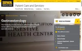 University of Iowa Health Care, Gastroenterology Clinic website