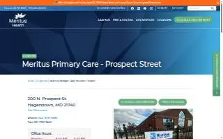 Meritus Primary Care - Prospect Street website