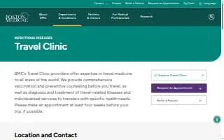 Travel Medicine at Boston Medical Center website