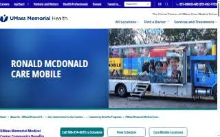 UMass Memorial Ronald McDonald Care Mobile website