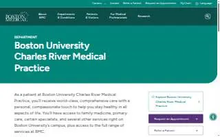 Primary Care - Boston University Charles River website