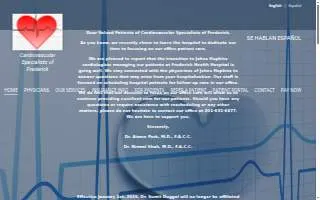 Cardiovascular Specialists of Frederick website