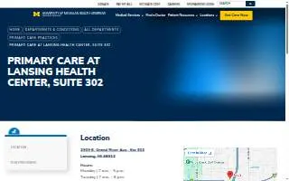 Primary Care at Lansing Health Center, Suite 302 | University of Michigan Health-Sparrow website