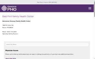 Genesys Family Health Center website