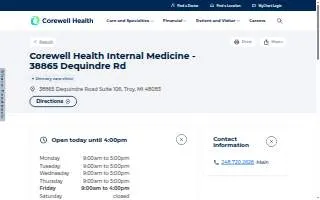Corewell Health Internal Medicine - 38865 Dequindre Rd website