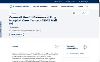 Corewell Health Beaumont Troy Hospital Care Center - 15979 Hall Rd