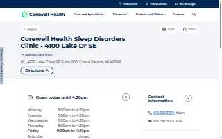 Corewell Health Grand Rapids Hospitals Sleep Disorders Clinic - 4100 Lake Dr SE website