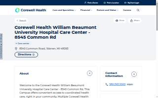 Corewell Health William Beaumont University Hospital Care Center - 8545 Common Rd