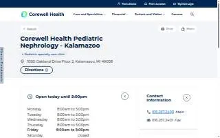 Corewell Health Pediatric Nephrology - Kalamazoo website