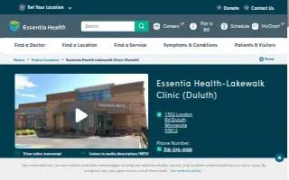 Essentia Health-Lakewalk Clinic (Duluth) website
