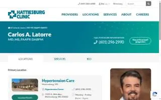 Carlos A. Latorre, MD, MS, FAAFP, DABFM - Hattiesburg Clinic Hypertension Center website