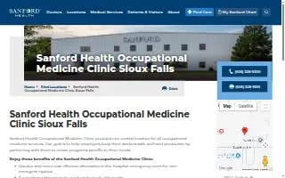 Sanford Health Occupational Medicine Clinic of Sioux Falls website